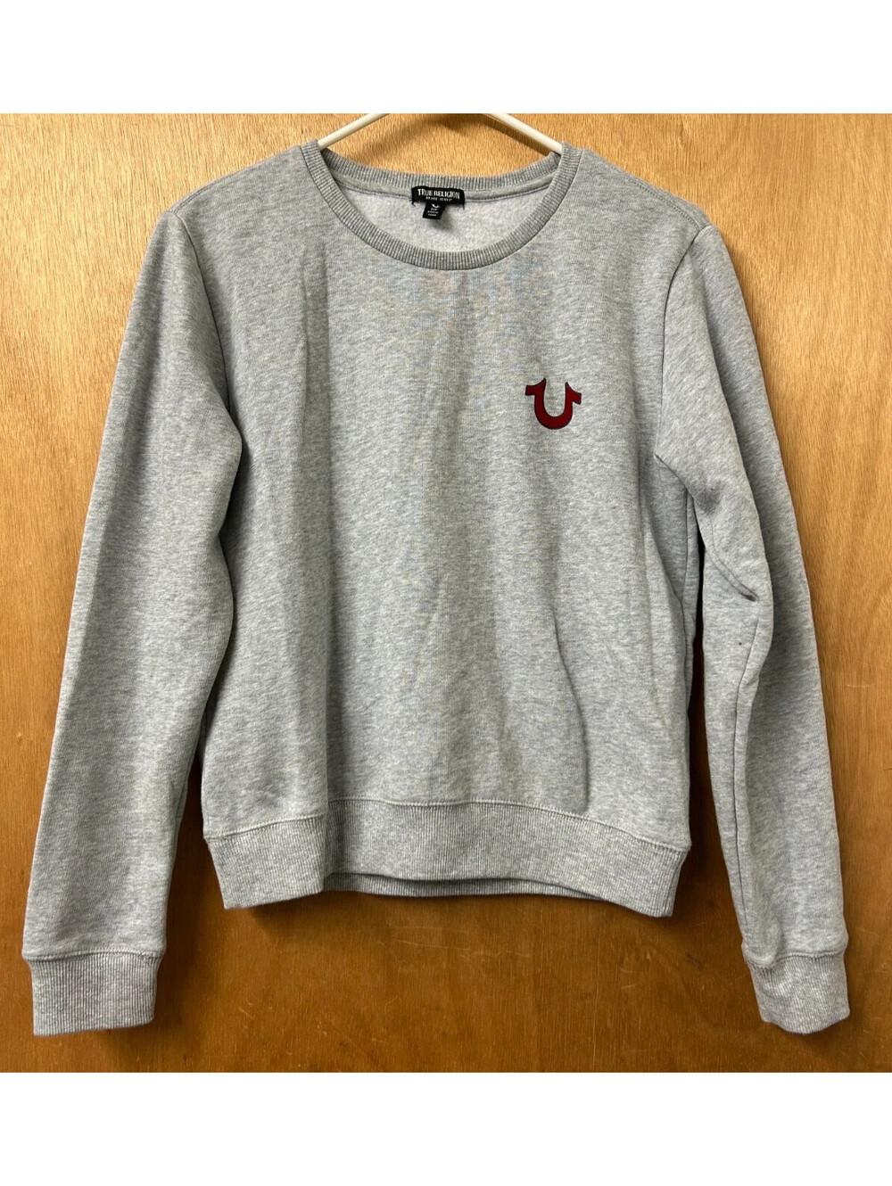 True Religion Women's Small Gray Spell Out Sweater